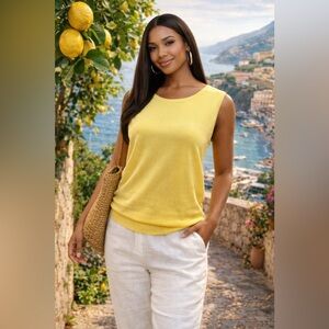 August Silk Sweet Lemon Yellow Sleeveless Sweater  All the Zest You Need! 🍋✨
